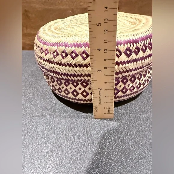 Mexican Handwoven Basket purple tortilla warmer storage bin decor - Picture 6 of 6